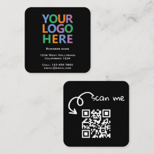 Carte De Visite Carré Code QR Logo et Texte Personnalisé