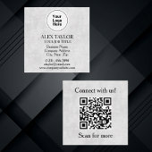 Carte De Visite Carré Code QR Logo Exécutif Gris Professionnel