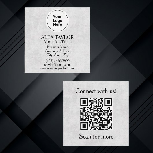 Carte De Visite Carré Code QR Logo Exécutif Gris Professionnel