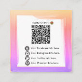 Carte De Visite Carré *~* Code QR LOGO - Les icônes des médias sociaux C (Dos)