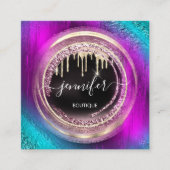 Carte De Visite Carré Code QR Logo Magasiner Parties scintillant Rose Dr (Devant)