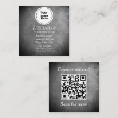 Carte De Visite Carré Code QR Logo Noir Blanc Gris Exécutif (Devant / Derrière)