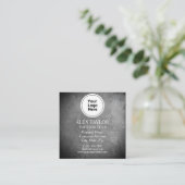 Carte De Visite Carré Code QR Logo Noir Blanc Gris Exécutif (Debout devant)