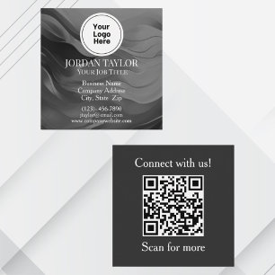 Carte De Visite Carré Code QR Logo Noir et Blanc Professionnel