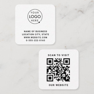 Carte De Visite Carré Code QR Logo Noir minimaliste