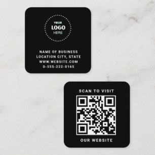 Carte De Visite Carré Code QR Logo Noir minimaliste