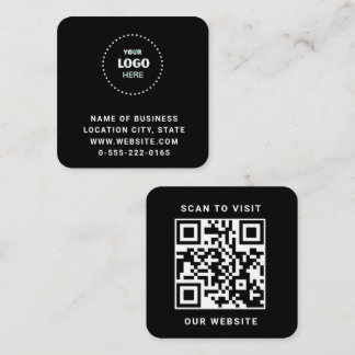 Carte De Visite Carré Code QR Logo Noir minimaliste