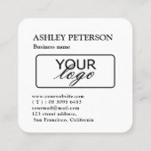 Carte De Visite Carré Code QR logo personnalisé noir et blanc (Dos)