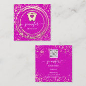 Carte De Visite Carré Code QR Logo Réflexologie Pied Massage Pied Pieds  (Devant / Derrière)