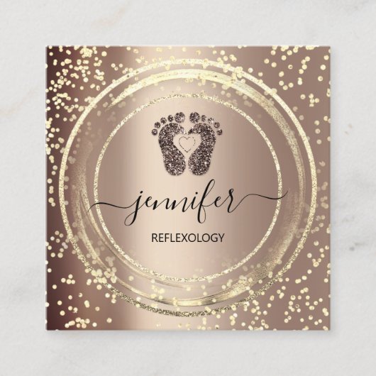 Carte De Visite Carré Code QR Logo Réflexologie Pied Massage Pied Rose (Devant)