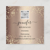 Carte De Visite Carré Code QR Logo Réflexologie Pied Massage Pied Rose (Dos)