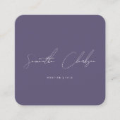 Carte De Visite Carré Code QR manuscrit violet minimal moderne (Devant)