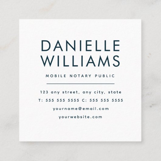 Carte De Visite Carré Code QR Marque Caractère Notaire Public (Dos)