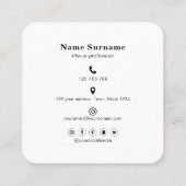 Carte De Visite Carré Code QR - Médias sociaux-Moderne-Simple-Profession (Dos)