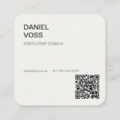 Carte De Visite Carré Code QR Minimal Moderne Vertical | Professionnel (Dos)