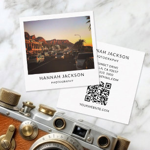 Carte De Visite Carré Code QR minimaliste Photographie vintage