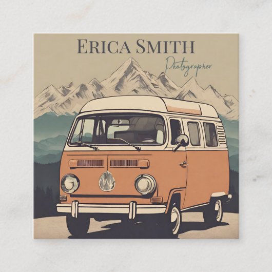 Carte De Visite Carré Code QR minimum créatif retro photographe (Devant)