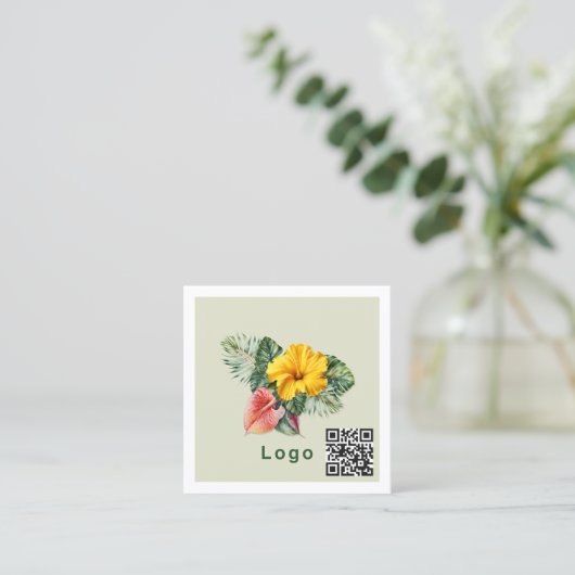 Carte De Visite Carré Code QR Modèle du logo (Debout devant)