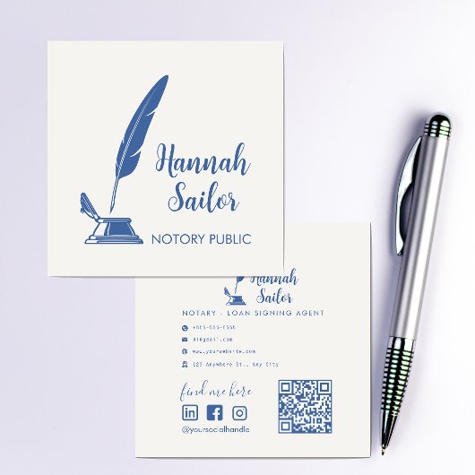 Carte De Visite Carré Code QR moderne Agent de signature de prêt public