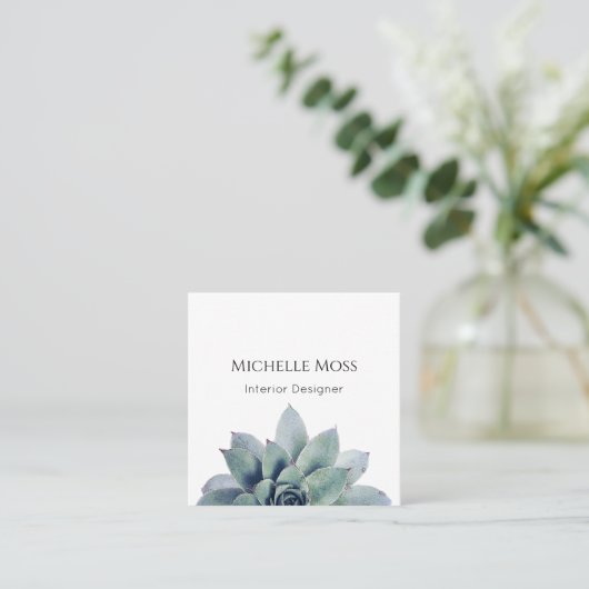 Carte De Visite Carré Code QR moderne Botanical Greenery tendance (Debout devant)