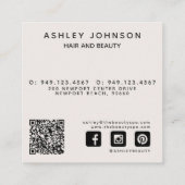 Carte De Visite Carré Code QR moderne Botanique Blush & Black (Dos)