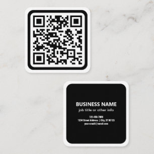 Carte De Visite Carré Code QR moderne éditable Noir Blanc ou toute cou