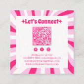 Carte De Visite Carré Code QR Moderne Groovy Rose Rétro (Dos)