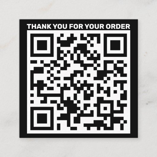 Carte De Visite Carré Code QR moderne merci commander noir blanc (Devant)