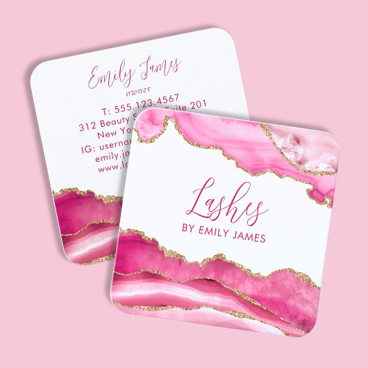 Carte De Visite Carré Code QR moderne moderne de script rose moderne