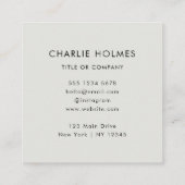 Carte De Visite Carré Code QR | Moderne Professionnel Gris Argent (Dos)