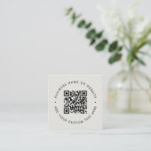 Carte De Visite Carré Code QR | Moderne Professionnel Gris Argent (Debout devant)
