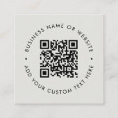 Carte De Visite Carré Code QR | Moderne Professionnel Gris Argent (Devant)