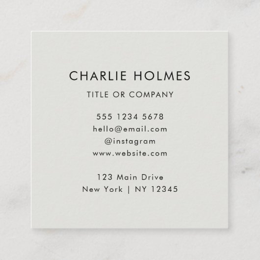 Carte De Visite Carré Code QR | Moderne professionnel Silver Grey (Dos)