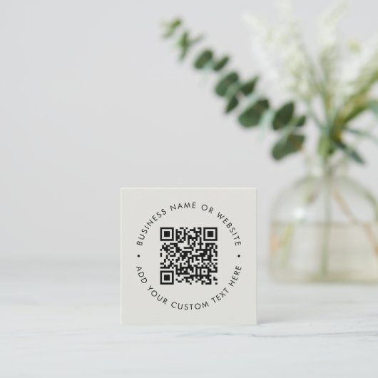 Carte De Visite Carré Code QR | Moderne professionnel Silver Grey (Debout devant)