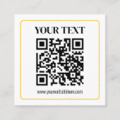 Carte De Visite Carré Code QR modifiable & Texte avec bordure jaune or (Devant)
