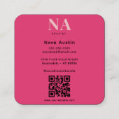 Carte De Visite Carré Code QR Monogram Luxe Tendance Esthétique Rose Cha (Dos)