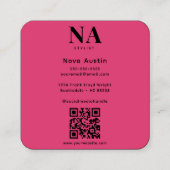 Carte De Visite Carré Code QR Monogram Luxe Tendance Esthétique Rose Cha (Dos)