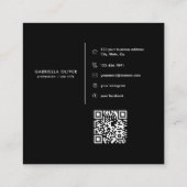Carte De Visite Carré Code QR Monogramme Initiale G Diamant Or Noir Chic (Dos)