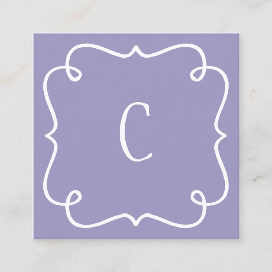 Carte De Visite Carré Code QR monogramme minimal à la mode violet (Devant)