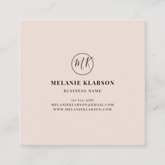 Carte De Visite Carré Code QR Monogramme minimal initial Noir et ivoire (Dos)