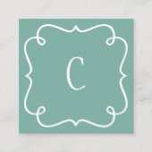Carte De Visite Carré Code QR monogramme minimal tendance Sage vert (Devant)