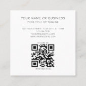 Carte De Visite Carré Code QR monogramme minimal tendance unique rose ro (Dos)