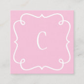 Carte De Visite Carré Code QR monogramme minimal tendance unique rose ro (Devant)