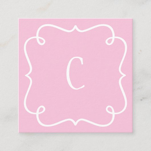 Carte De Visite Carré Code QR monogramme minimal tendance unique rose ro (Devant)