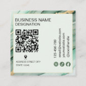 Carte De Visite Carré Code QR monogramme Or Vert Sauge Moderne (Dos)