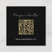 Carte De Visite Carré Code QR Monogramme Simple Noir (Dos)