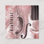 Carte De Visite Carré Code QR musical violon Abstrait Dusty Pink (Devant)
