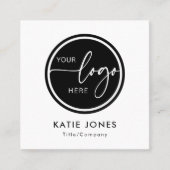 Carte De Visite Carré Code QR noir blanc logo personnalisé Connexion ave (Devant)