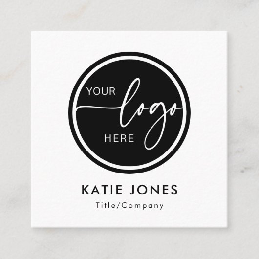 Carte De Visite Carré Code QR noir blanc logo personnalisé Connexion ave (Devant)