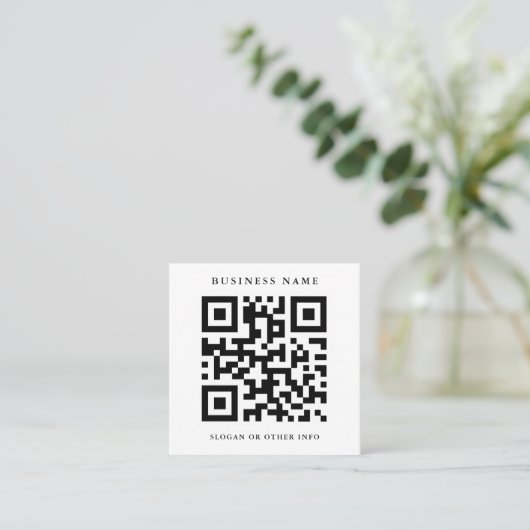 Carte De Visite Carré Code QR noir et blanc (Debout devant)